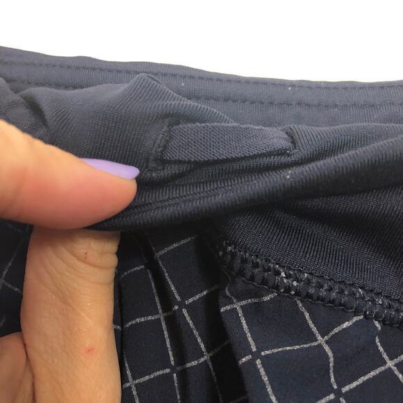 Athleta Shorts Track Running Blue Navy Window Pane Check Pattern Lined xs - Picture 7 of 9